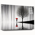 Abstract figurative wall art displayed in a side view, showcasing vibrant colors and a unique design, framed with acrylic glass and secured with pins for stability.