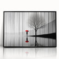 Framed abstract figurative wall art displayed in a sleek black frame, showcasing vibrant colors and dynamic shapes, perfect for modern home decor.