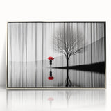 Framed abstract figurative wall art in silver acrylic, showcasing dynamic shapes and vibrant colors, perfect for modern home decor and artistic expressions.