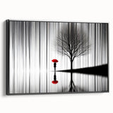 Abstract figurative wall art framed in black, showcasing bold colors and dynamic shapes, ideal for modern decor in living spaces or offices.