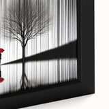 Close-up of a framed abstract figurative wall art piece displaying vibrant colors and intricate textures, perfect for modern home decor, enhancing any living space.