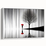 Framed abstract figurative wall art showcasing dynamic shapes and soft colors against a white background, ideal for modern home decor. The side view highlights the canvas depth and frame design, enhancing any living space aesthetic.