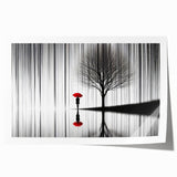 Abstract figurative wall art print showcasing vibrant colors and dynamic shapes, rolled for easy transport and storage, perfect for modern home decor.