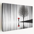 Abstract figurative wall art on stretched canvas showcasing vibrant colors and dynamic shapes, viewed from the side, perfect for modern home decor.
