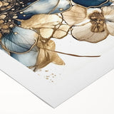 Abstract floral wall art on rolled canvas, showcasing vibrant colors in a modern design, perfect for home decor. Packaged securely in a cardboard tube for safe delivery.