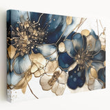 Abstract floral wall art on stretched canvas showcasing vibrant colors and intricate designs, highlighting a side view of the artwork's texture and depth. Perfect for modern home decor.