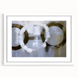 Abstract geometric frame with a white mat, showcasing a modern design featuring angular shapes and soft color gradients, perfect for contemporary home decor.