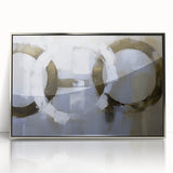 Abstract geometric wall art featuring a silver acrylic frame, showcasing intricate shapes and modern design elements, perfect for contemporary decor.