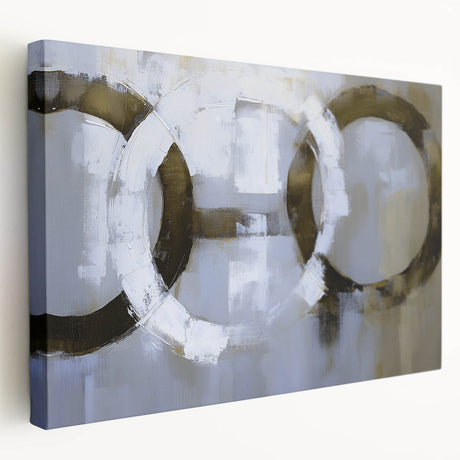 Abstract geometric design stretched canvas artwork showcasing vibrant colors and unique shapes, ideal for modern home decor and artistic expression.