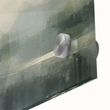 Close-up of an abstract landscape wall art piece, showcasing vibrant colors and fluid shapes, printed on acrylic glass for a modern aesthetic. Ideal for contemporary home decor.