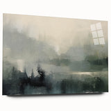 Abstract landscape wall art displayed in a sleek acrylic glass frame, showcasing vibrant colors and dynamic shapes, perfect for modern home decor.