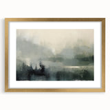 Framed abstract landscape wall art featuring soft gold tones and a modern mat, designed to enhance contemporary home decor in living spaces or offices.