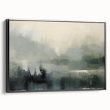 Framed abstract landscape wall art displayed in a black frame, showcasing vibrant colors and dynamic shapes, perfect for modern home decor.
