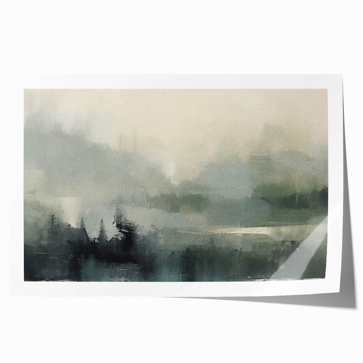 Vibrant abstract landscape wall art print featuring bold colors and dynamic brush strokes, elegantly rolled for easy display in a stylish home or office decor.