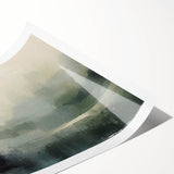 Abstract landscape wall art print showcasing vibrant colors and fluid shapes, rolled for easy shipping and display, perfect for modern home decor.