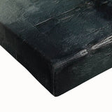 Close-up view of an abstract landscape wall art piece on stretched canvas, showcasing vibrant colors and intricate textures, perfect for modern home decor.