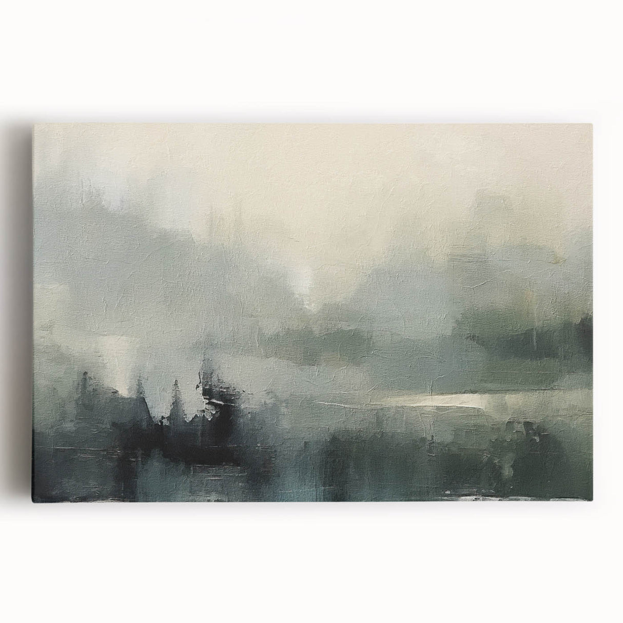 Vibrant abstract landscape wall art in a stretched canvas format, showcasing bold colors and dynamic shapes, perfect for modern home decor.