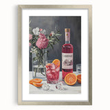 Textured abstract art print in muted gray and blue tones, framed with a silver mat, suitable for bedroom decor.