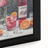 Black wall art featuring a close-up of colorful, textured food and drinks on a framed canvas, suitable for living room decor.