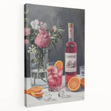 Large art depicting assorted fruits and vegetables in bright, vivid colors on stretched canvas.