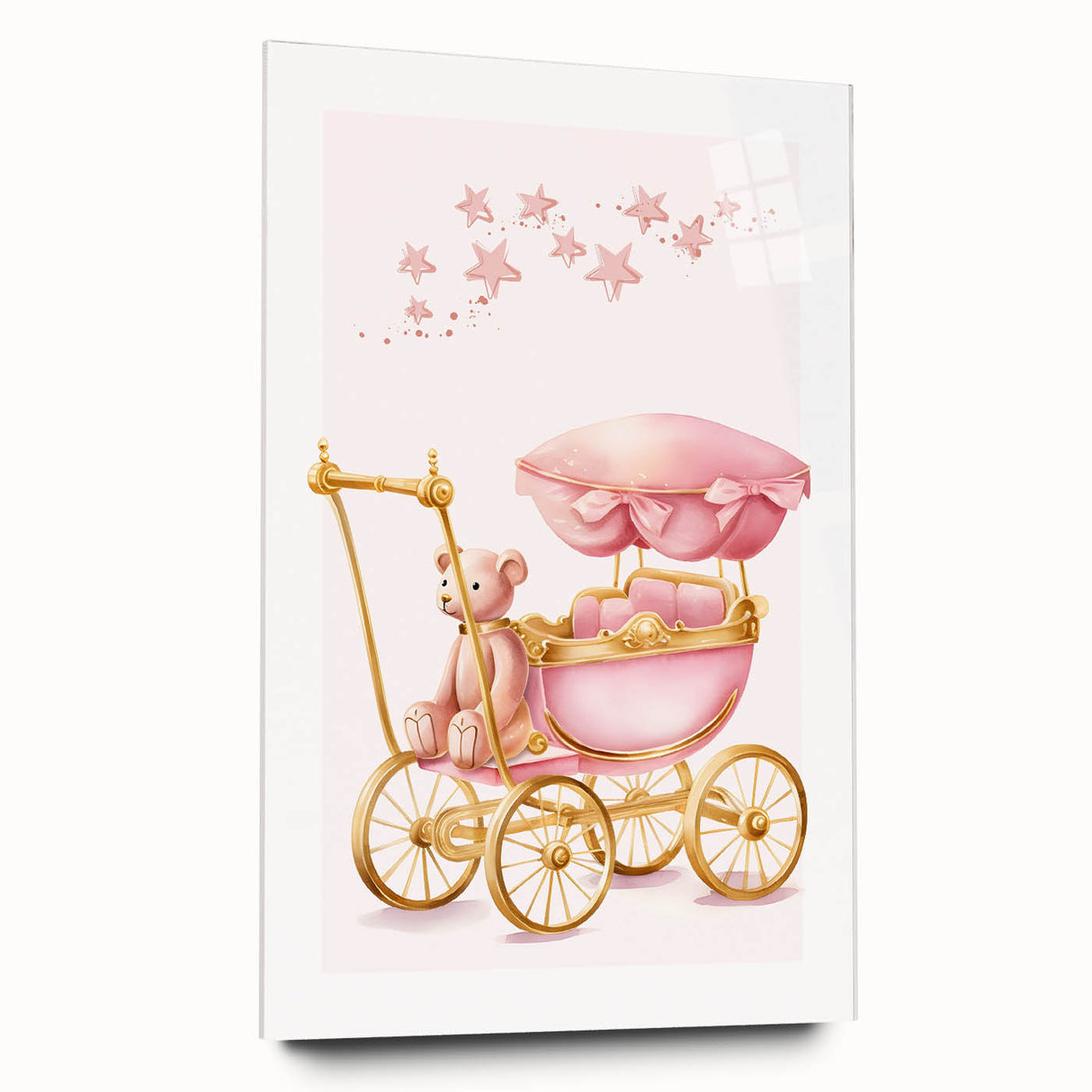 Personalized Kids Art - Pink Vintage Carriage Nursery Print