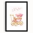 Personalized Kids Art - Pink Vintage Carriage Nursery Print
