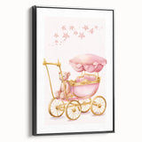 Personalized Kids Art - Pink Vintage Carriage Nursery Print
