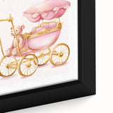 Personalized Kids Art - Pink Vintage Carriage Nursery Print
