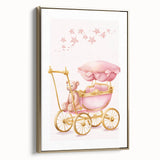 Personalized Kids Art - Pink Vintage Carriage Nursery Print