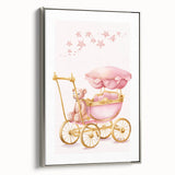 Personalized Kids Art - Pink Vintage Carriage Nursery Print