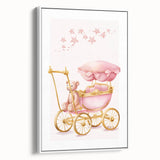 Personalized Kids Art - Pink Vintage Carriage Nursery Print