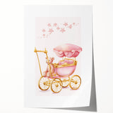 Personalized Kids Art - Pink Vintage Carriage Nursery Print