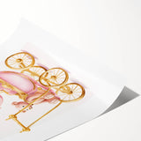 Personalized Kids Art - Pink Vintage Carriage Nursery Print