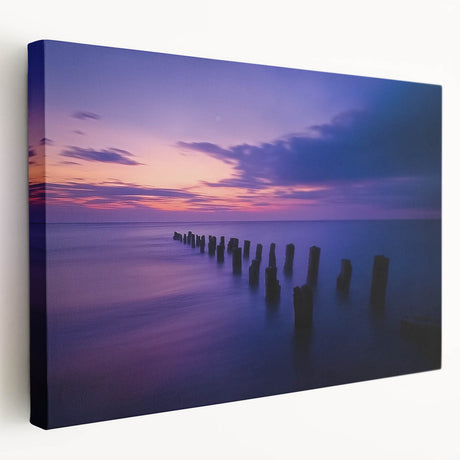 Stretched canvas artwork depicting a serene beach landscape, showcasing vibrant colors and intricate details, perfect for enhancing modern home decor.