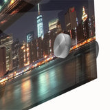 Close-up of a sleek acrylic glass landscape featuring a modern bridge design, highlighting vibrant colors and intricate details, ideal for contemporary home decor.