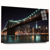 Acrylic glass landscape artwork of a bridge displayed from a side view, showcasing vibrant colors and intricate details, suitable for modern home decor.