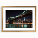 Elegant landscape bridge frame with a gold mat, showcasing a beautiful front view. Perfect for enhancing home decor, this framed artwork adds a touch of sophistication to any space.