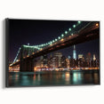 Framed canvas art depicting a serene landscape with a bridge, showcasing vibrant colors and intricate details, perfect for home decor enhancement.