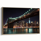 Framed canvas artwork of a serene landscape featuring a picturesque bridge adorned with gold accents, set against a vibrant nature backdrop. Perfect for enhancing home decor.
