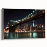 Framed canvas art showcasing a serene landscape view of a bridge, elegantly bordered with a silver frame, perfect for enhancing modern home decor and interior design.