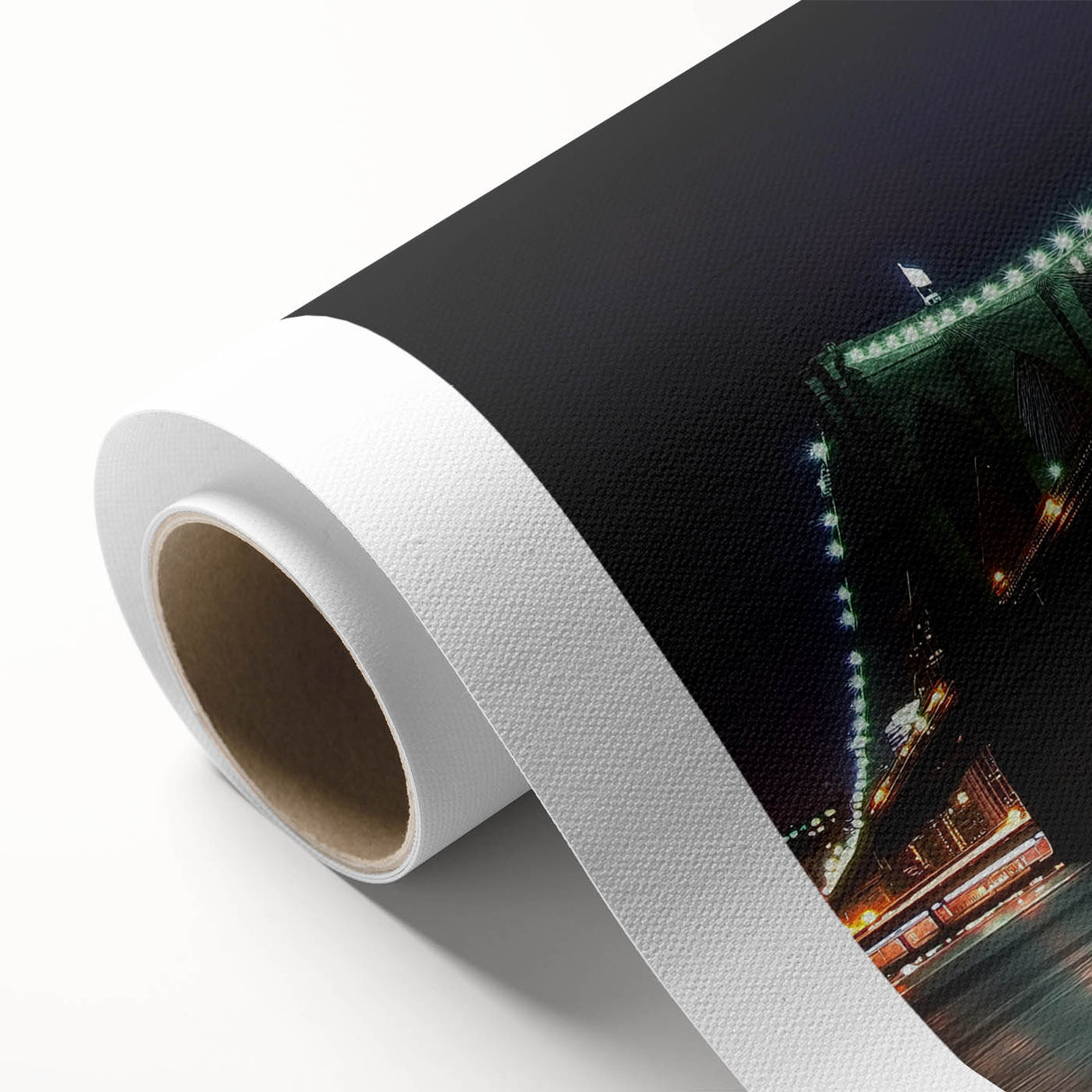 Landscape canvas artwork showcasing a serene bridge scene, featuring vibrant colors and intricate details, rolled for easy transport and display. Ideal for home decor enthusiasts.