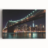 Stretched canvas artwork showcasing a serene landscape of a bridge surrounded by lush greenery, perfect for home decor. This piece captures nature's tranquility and beauty.