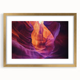 Landscape artwork featuring a canyon scene framed with a gold mat, showcasing vibrant colors and intricate details, perfect for enhancing home decor.