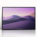 Framed acrylic artwork showcasing a vibrant desert landscape with a black frame, highlighting rich colors and intricate details for home decor enhancement.