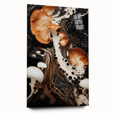 Large abstract wall art on acrylic glass, featuring a close-up of natural elements in earthy tones.