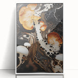 Art deco poster featuring a close-up of natural elements in muted green and white tones, framed acrylic.