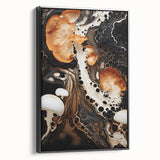 Black and white landscape art painting on framed canvas, featuring natural elements, ideal for bedroom wall decor.