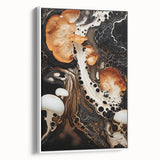 Vintage poster art featuring natural close-ups in vibrant colors on a large framed canvas, ideal for living room decor.