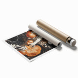 Extra large rolled print featuring close-up floral elements in natural tones.