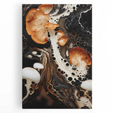 Black and white close-up photo of natural elements on a stretched canvas, ideal for kitchen wall art.